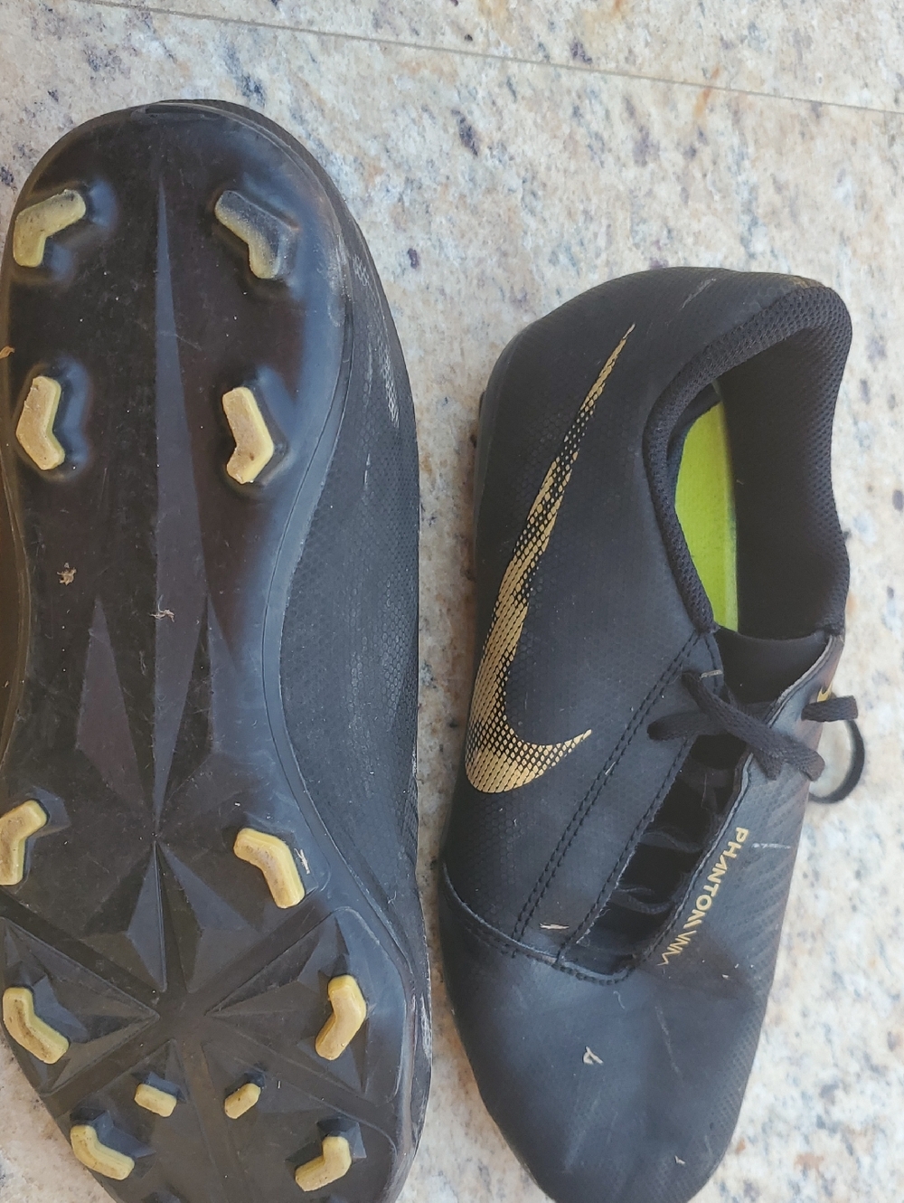 Nike Phantom Black and Gold Kids Soccer Cleats